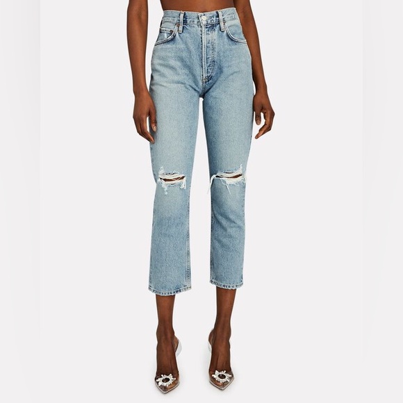 AGOLDE Riley High-Rise Straight Cropped Jeans in Escalate size 26 - Picture 13 of 13